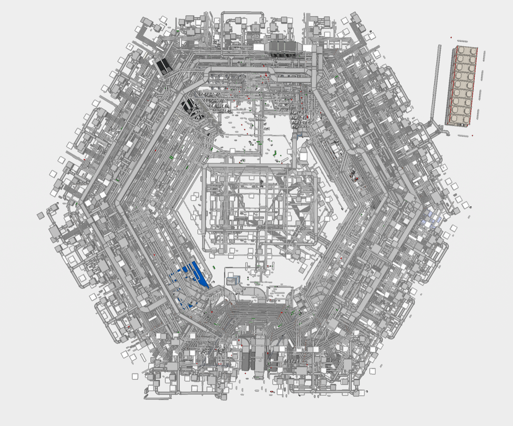 Whole-building services model viewed in plan