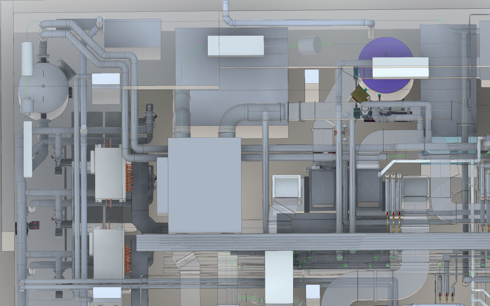 Basement plant and distribution modelled in coordination with structure